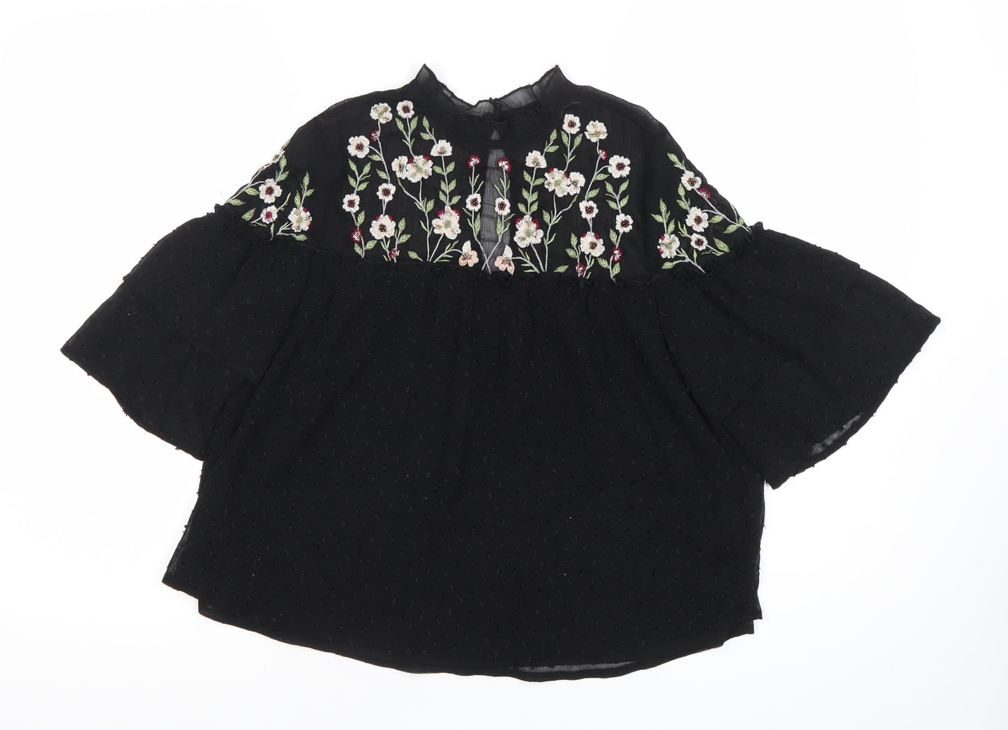 Womens UK Size 8 New Look Black Tunic Blouse