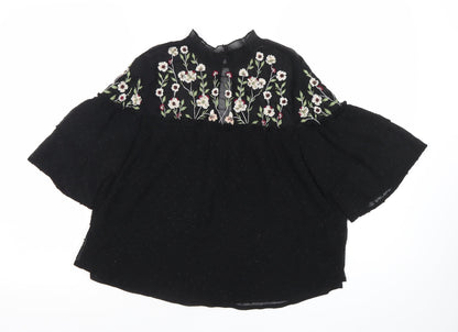 Womens UK Size 8 New Look Black Tunic Blouse