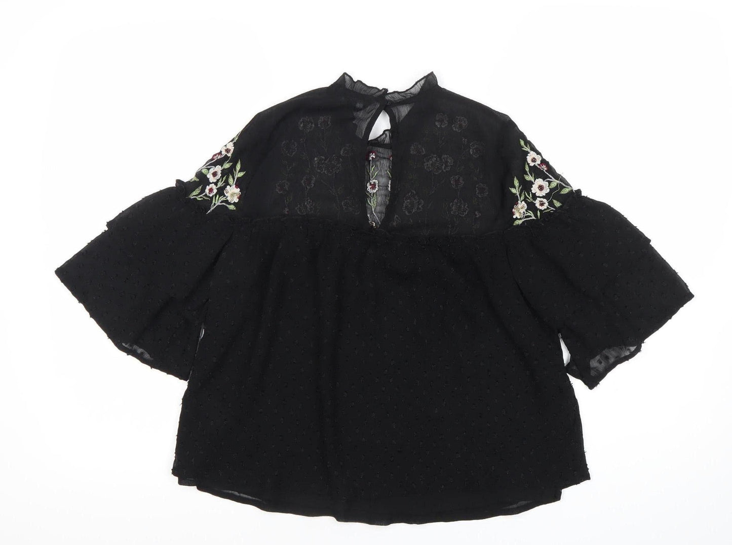 Womens UK Size 8 New Look Black Tunic Blouse