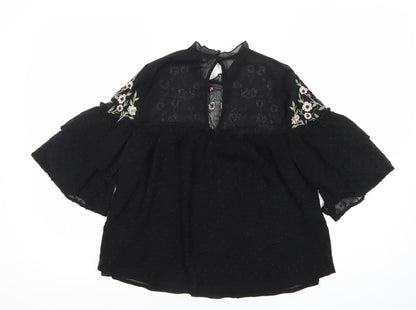 Womens UK Size 8 New Look Black Tunic Blouse