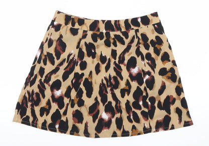 PrettyLittleThing Women’s Beige Leopard Print A-Line Skirt UK 12