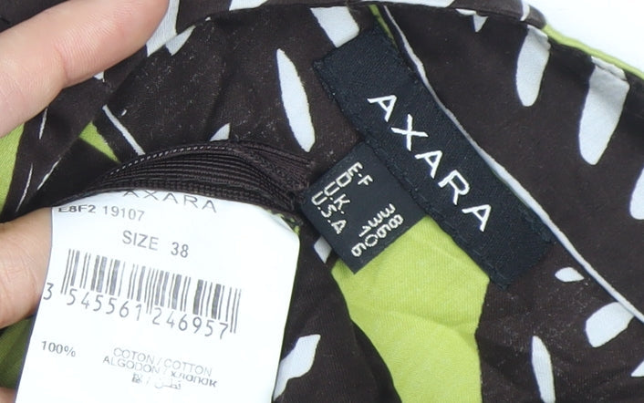 Axara Women’s Green Brown One Shoulder Cotton Summer Dress Size 10