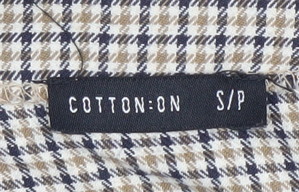 Cotton On Women’s Beige Check Wrap Skirt S Short Twill Casual