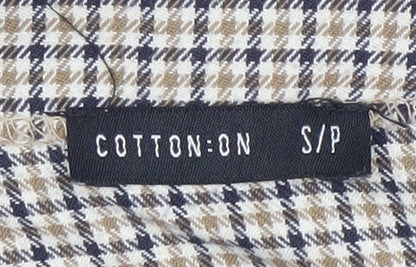 Cotton On Women’s Beige Check Wrap Skirt S Short Twill Casual