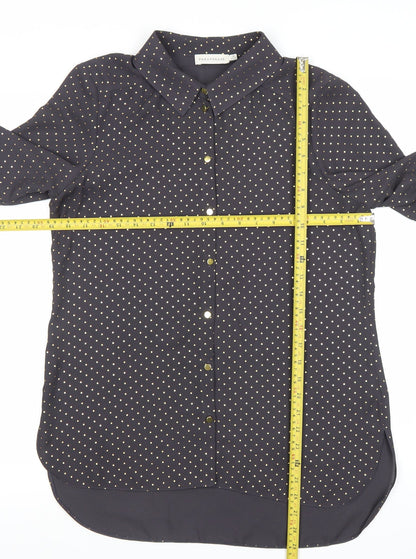 Paraphrase Womens Black Polka Dot Button Up Shirt Size 12