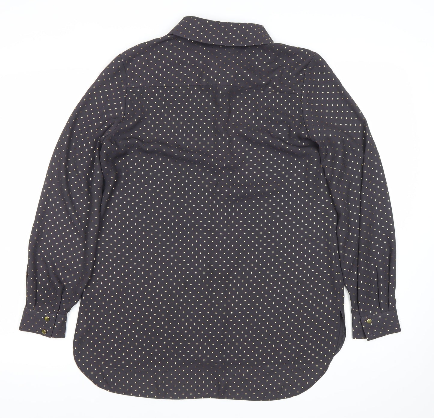 Paraphrase Womens Black Polka Dot Button Up Shirt Size 12