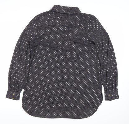 Paraphrase Womens Black Polka Dot Button Up Shirt Size 12