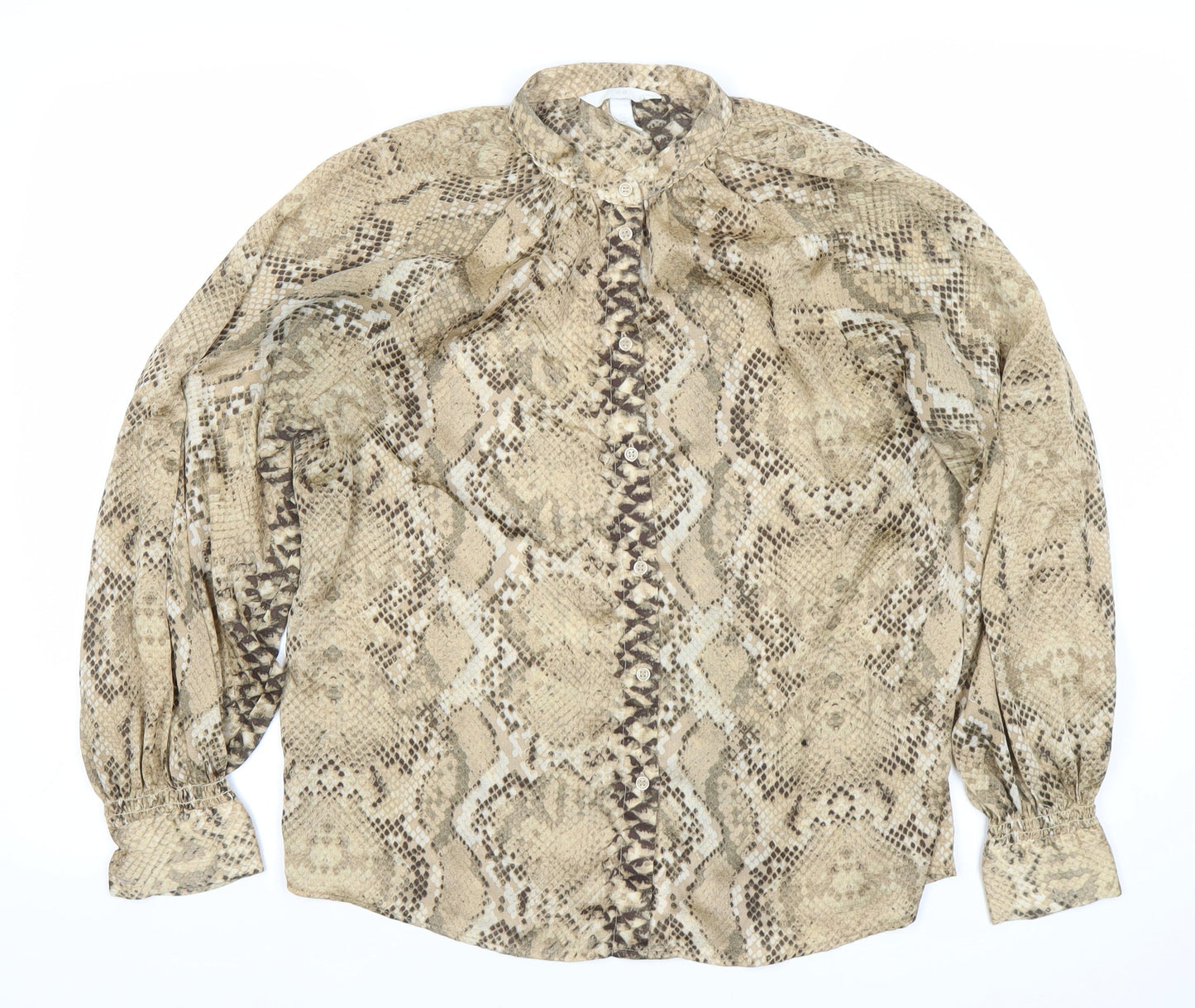 Womens UK Size 10 H&M Beige Classic Button-Up