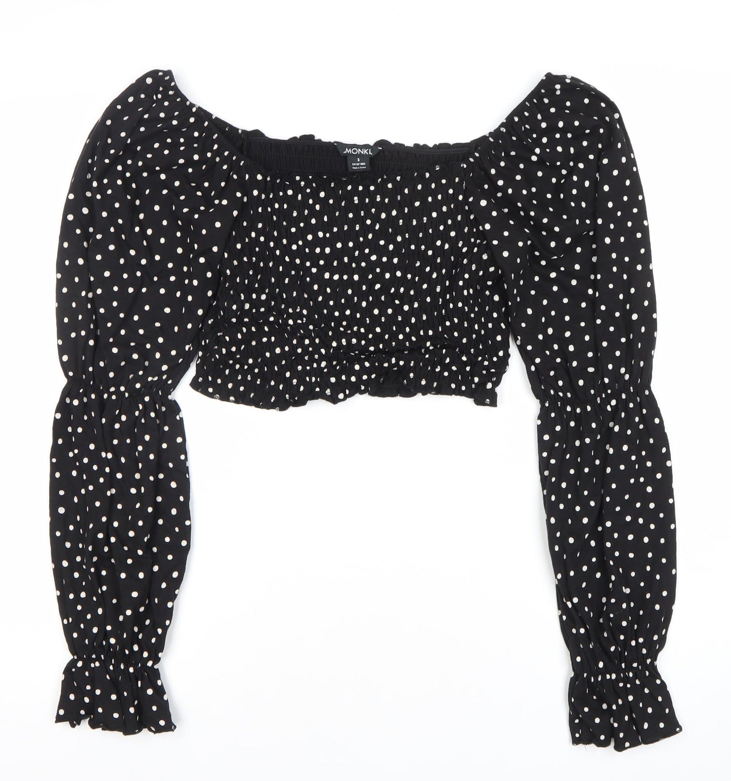 Womens UK Size S Monki Black Cropped Blouse