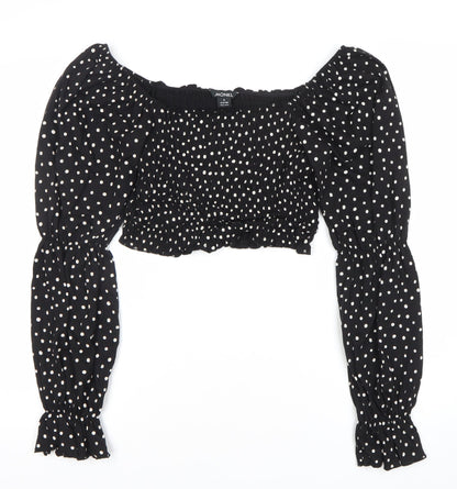 Womens UK Size S Monki Black Cropped Blouse