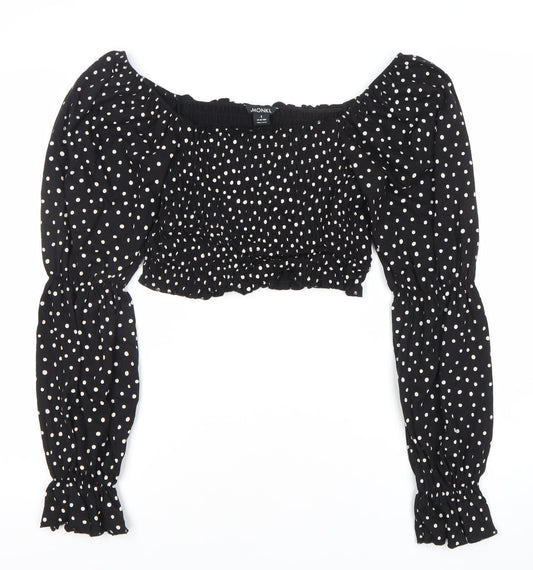 Womens UK Size S Monki Black Cropped Blouse