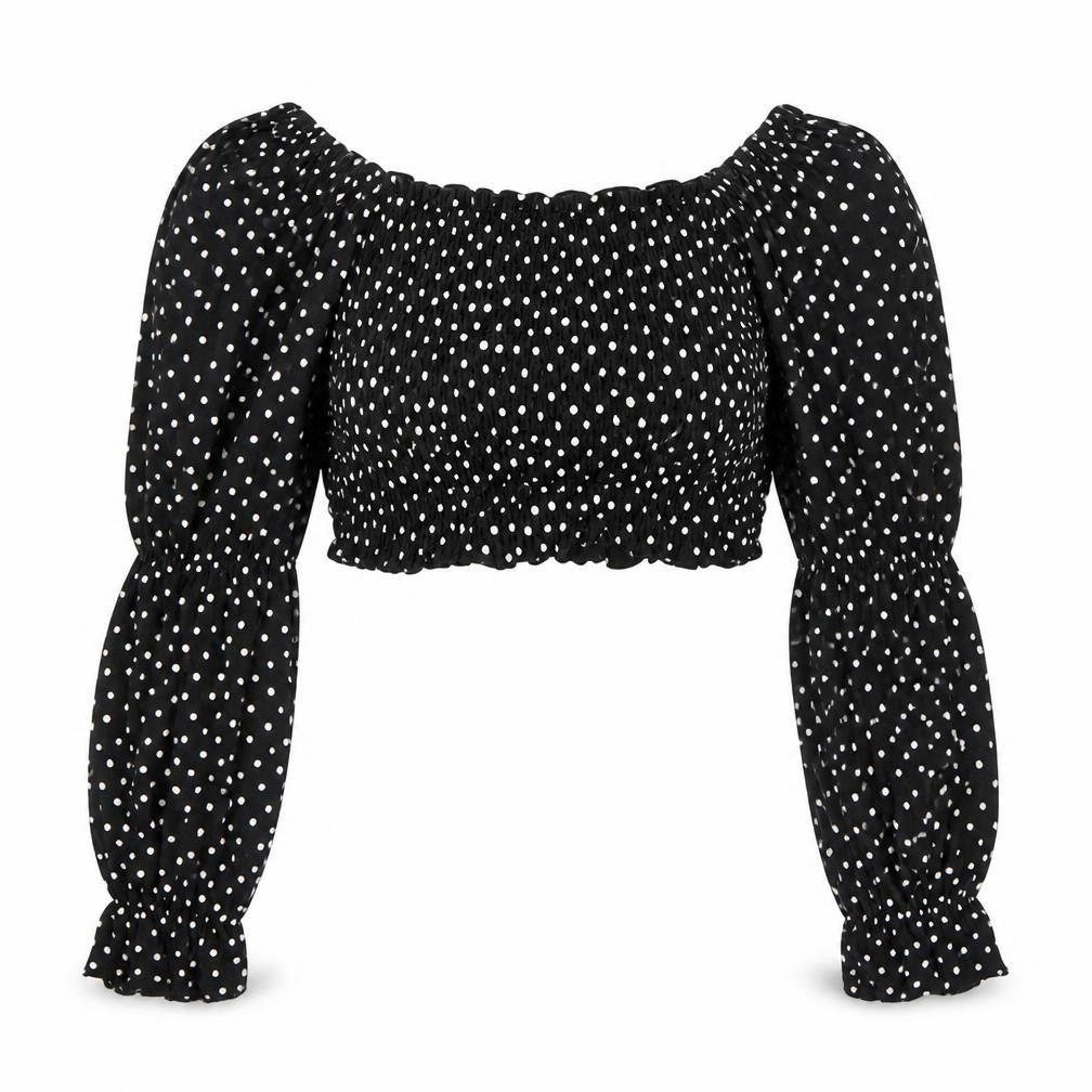 Womens UK Size S Monki Black Cropped Blouse