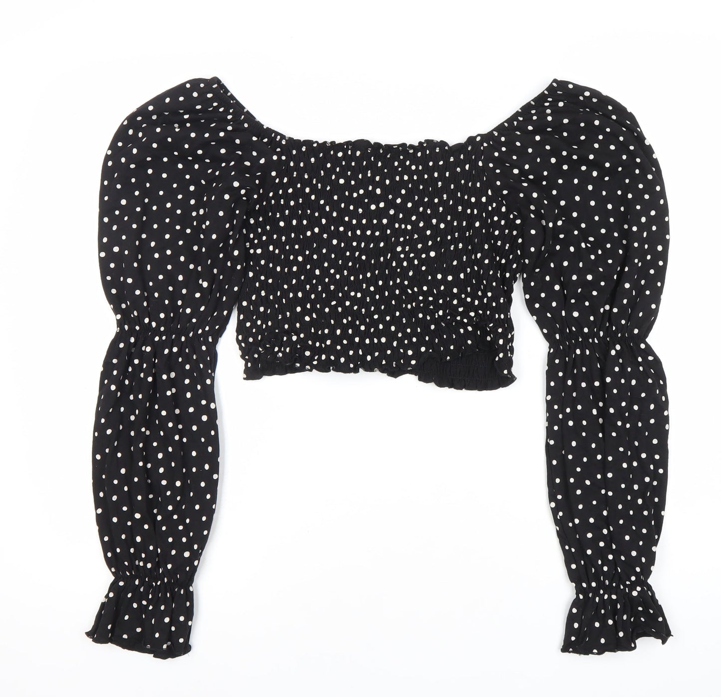 Womens UK Size S Monki Black Cropped Blouse