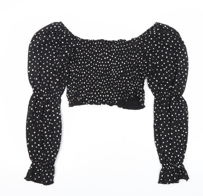 Womens UK Size S Monki Black Cropped Blouse
