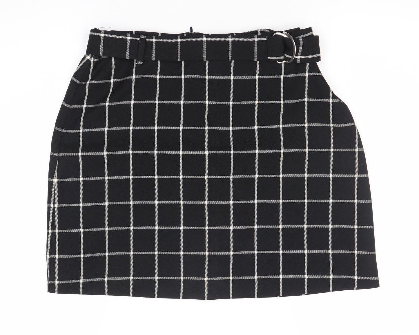 Peacocks Womens Black Check Pencil Skirt Size 14 Knee Length