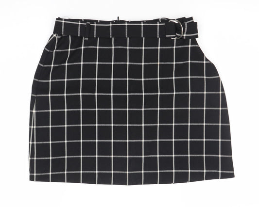 Peacocks Womens Black Check Pencil Skirt Size 14 Knee Length