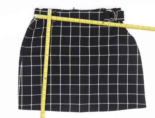 Peacocks Womens Black Check Pencil Skirt Size 14 Knee Length