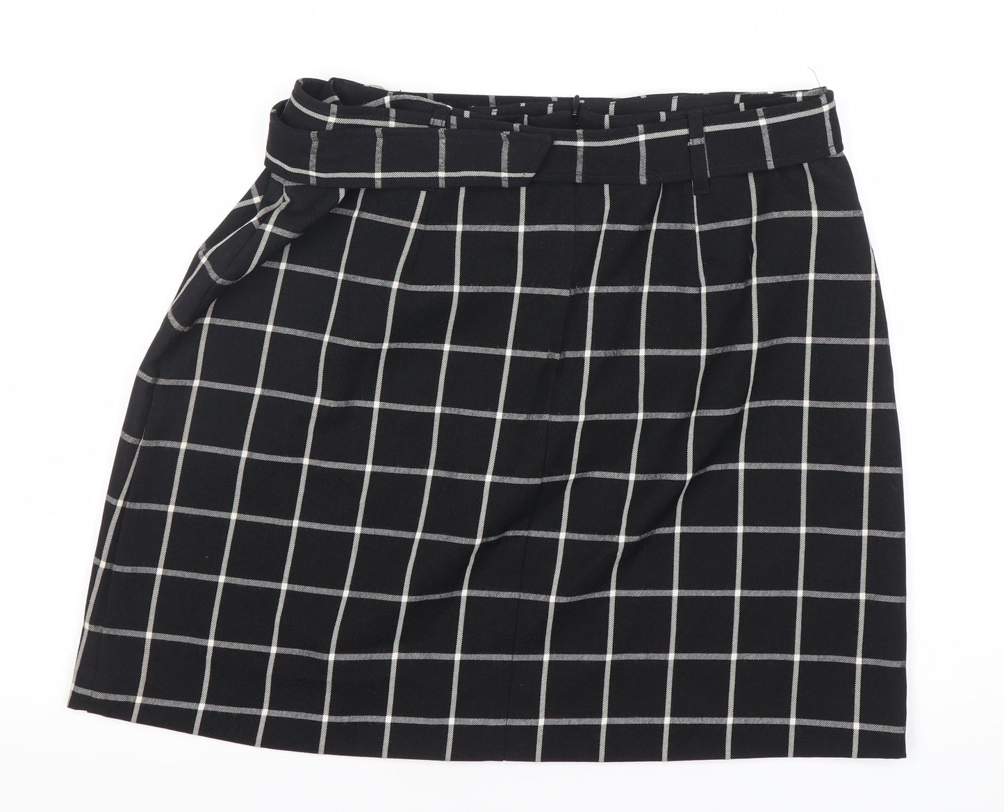 Peacocks Womens Black Check Pencil Skirt Size 14 Knee Length