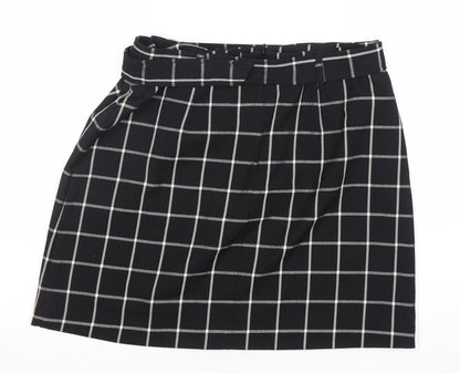 Peacocks Womens Black Check Pencil Skirt Size 14 Knee Length