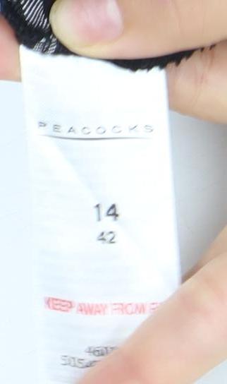 Peacocks Womens Black Check Pencil Skirt Size 14 Knee Length