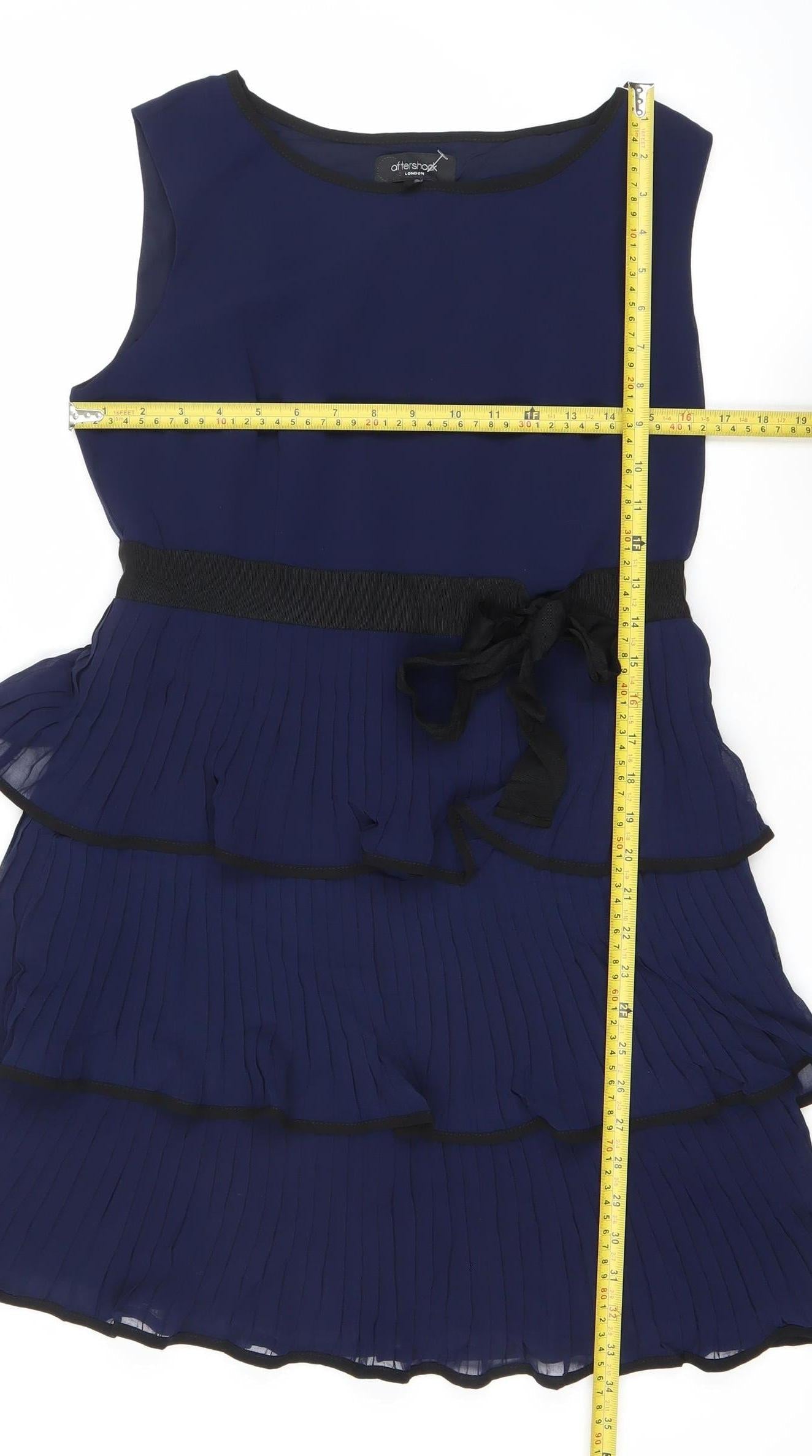 Aftershock London Women’s Blue Pleated Fit & Flare Dress Size 10