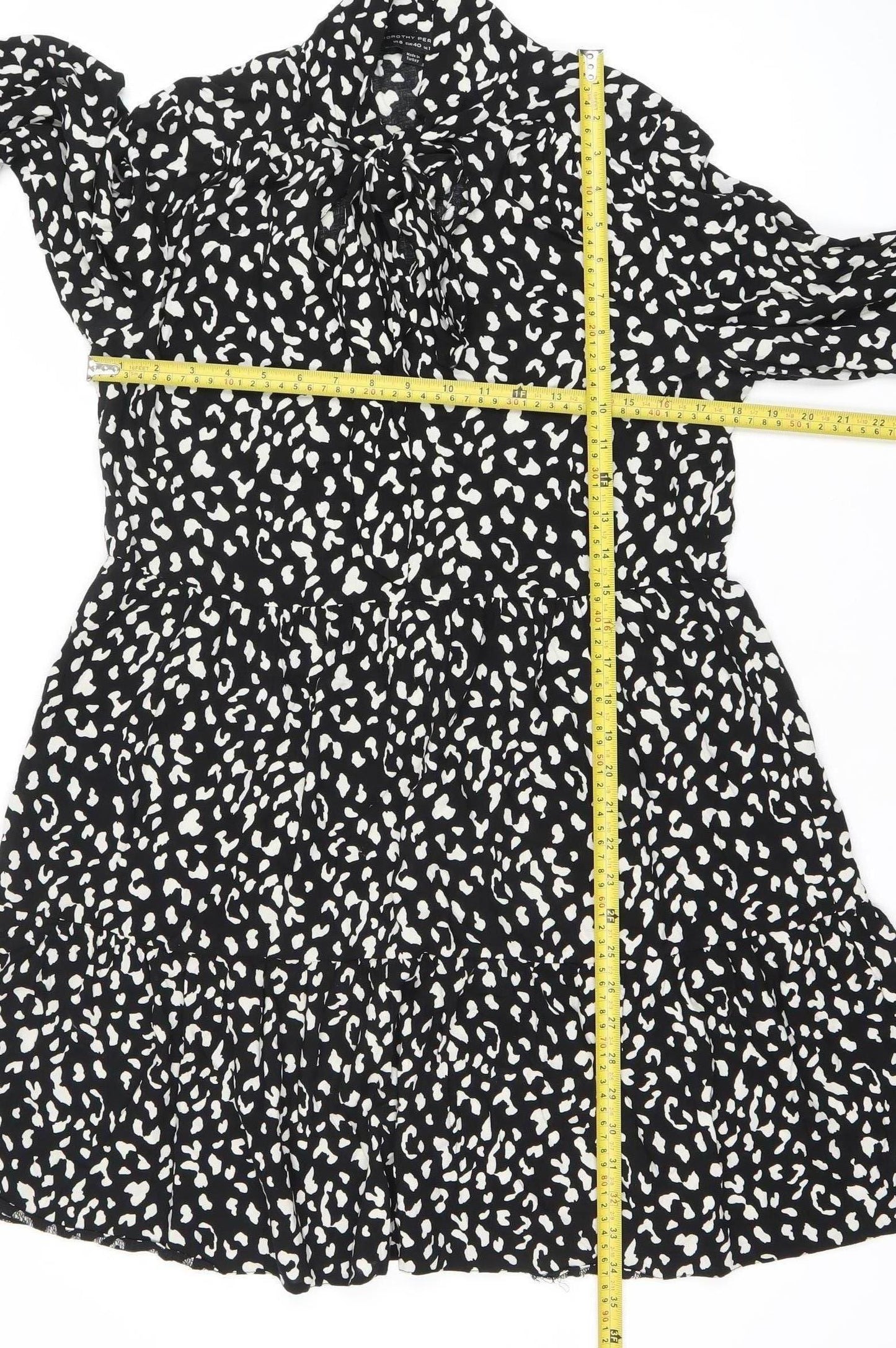 Dorothy Perkins Women Black Animal Print Shift Dress Size 12