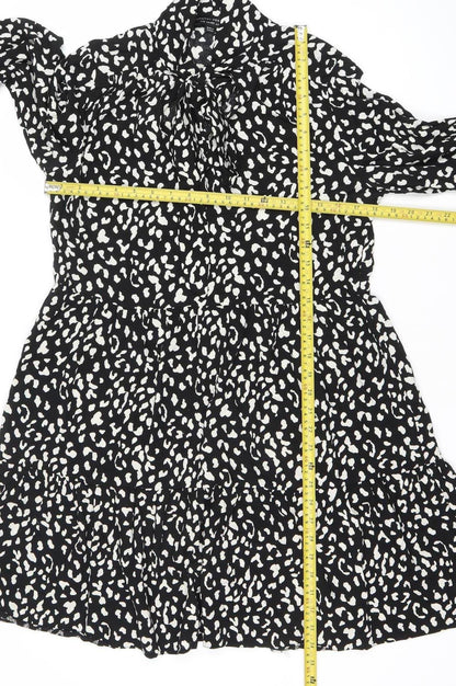 Dorothy Perkins Women Black Animal Print Shift Dress Size 12