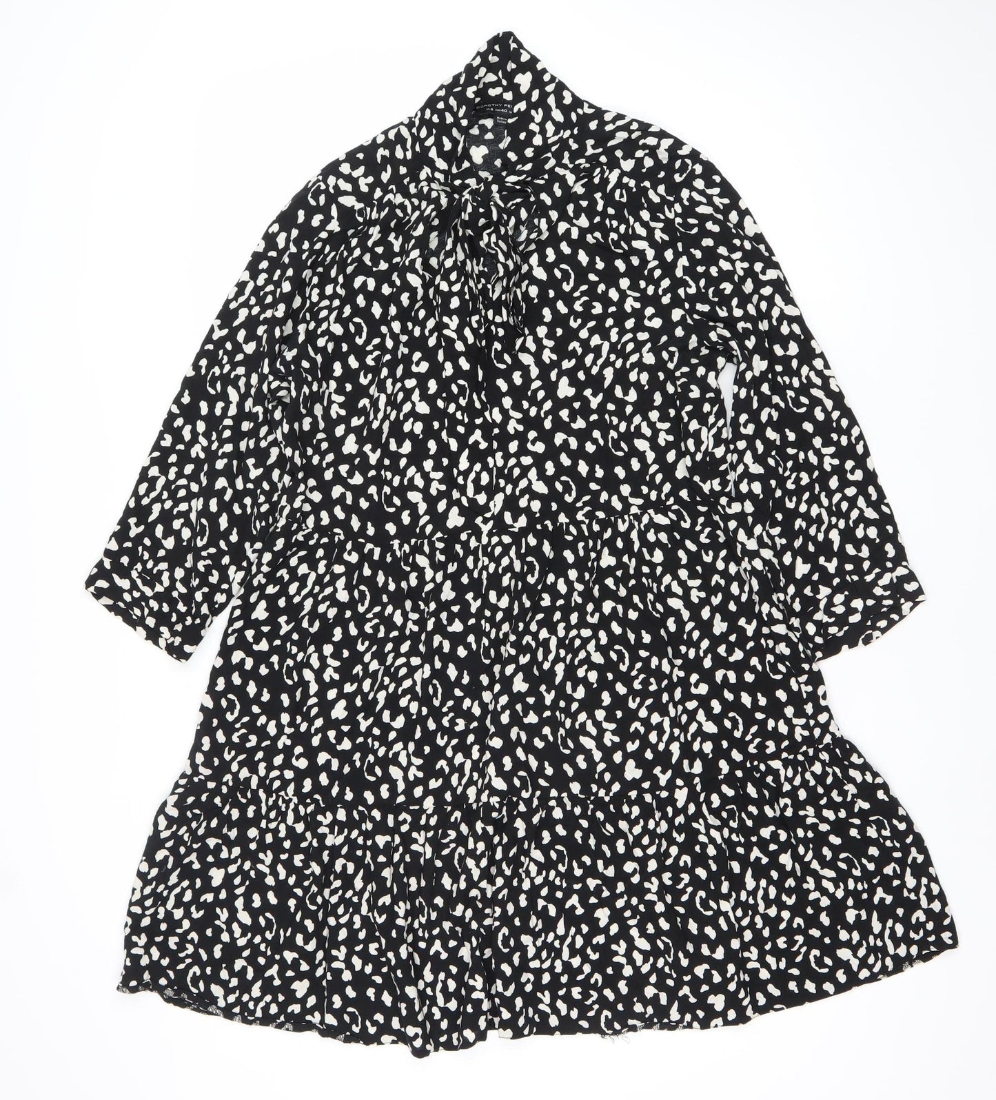 Dorothy Perkins Women Black Animal Print Shift Dress Size 12
