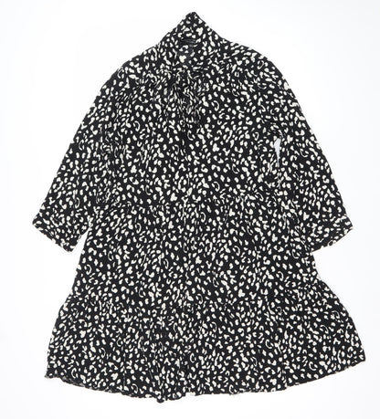 Dorothy Perkins Women Black Animal Print Shift Dress Size 12