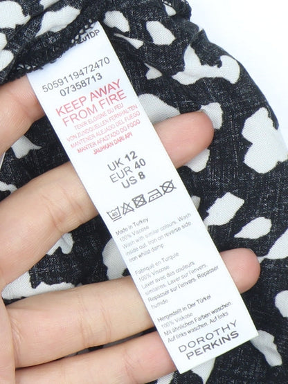 Dorothy Perkins Women Black Animal Print Shift Dress Size 12