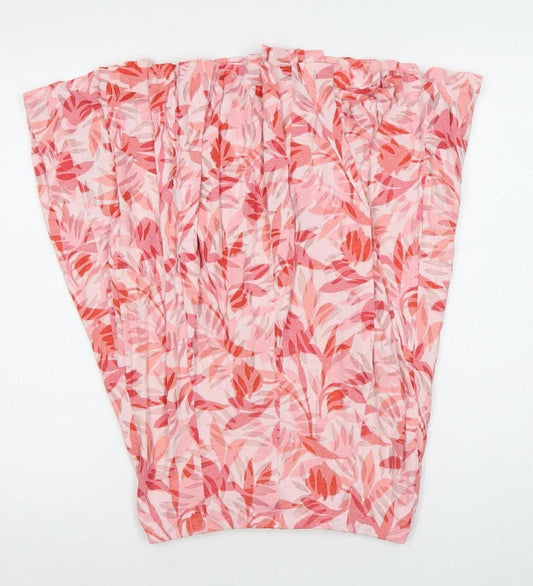 Marks and Spencer Womens Pink Floral A-Line Midi Skirt Size 10