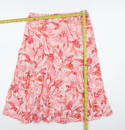 Marks and Spencer Womens Pink Floral A-Line Midi Skirt Size 10