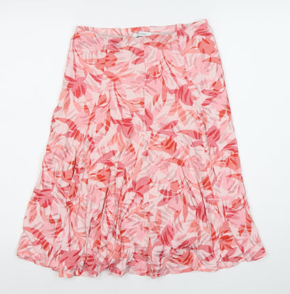 Marks and Spencer Womens Pink Floral A-Line Midi Skirt Size 10