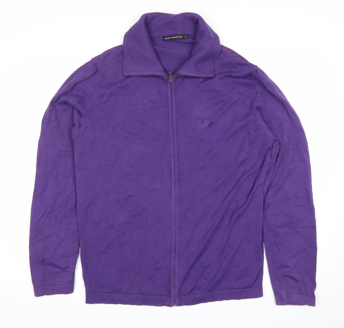 French Connection Men’s Purple Full Zip Cotton Jumper Size L