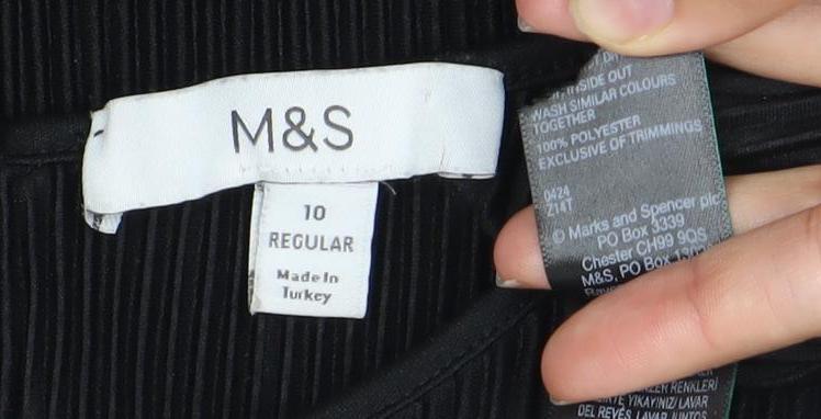 Womens UK Size 10 Marks and Spencer Black Basic Blouse