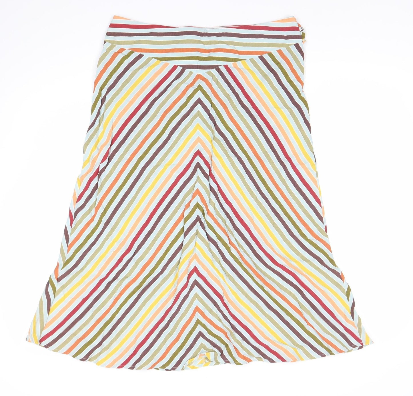 Marks and Spencer Womens Multicoloured Striped Midi A-Line Skirt Size 12