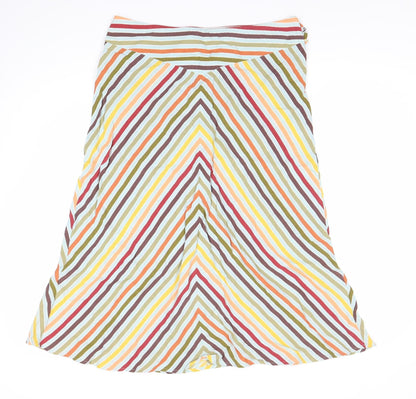 Marks and Spencer Womens Multicoloured Striped Midi A-Line Skirt Size 12
