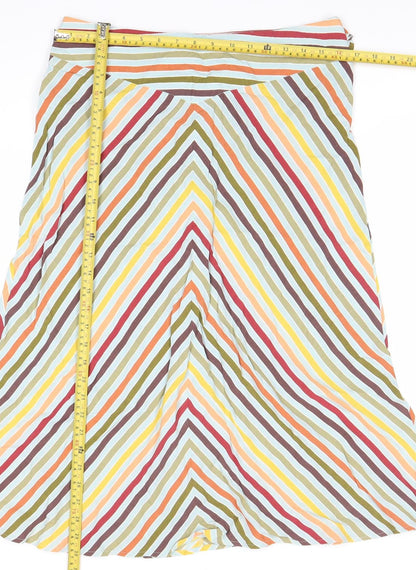 Marks and Spencer Womens Multicoloured Striped Midi A-Line Skirt Size 12