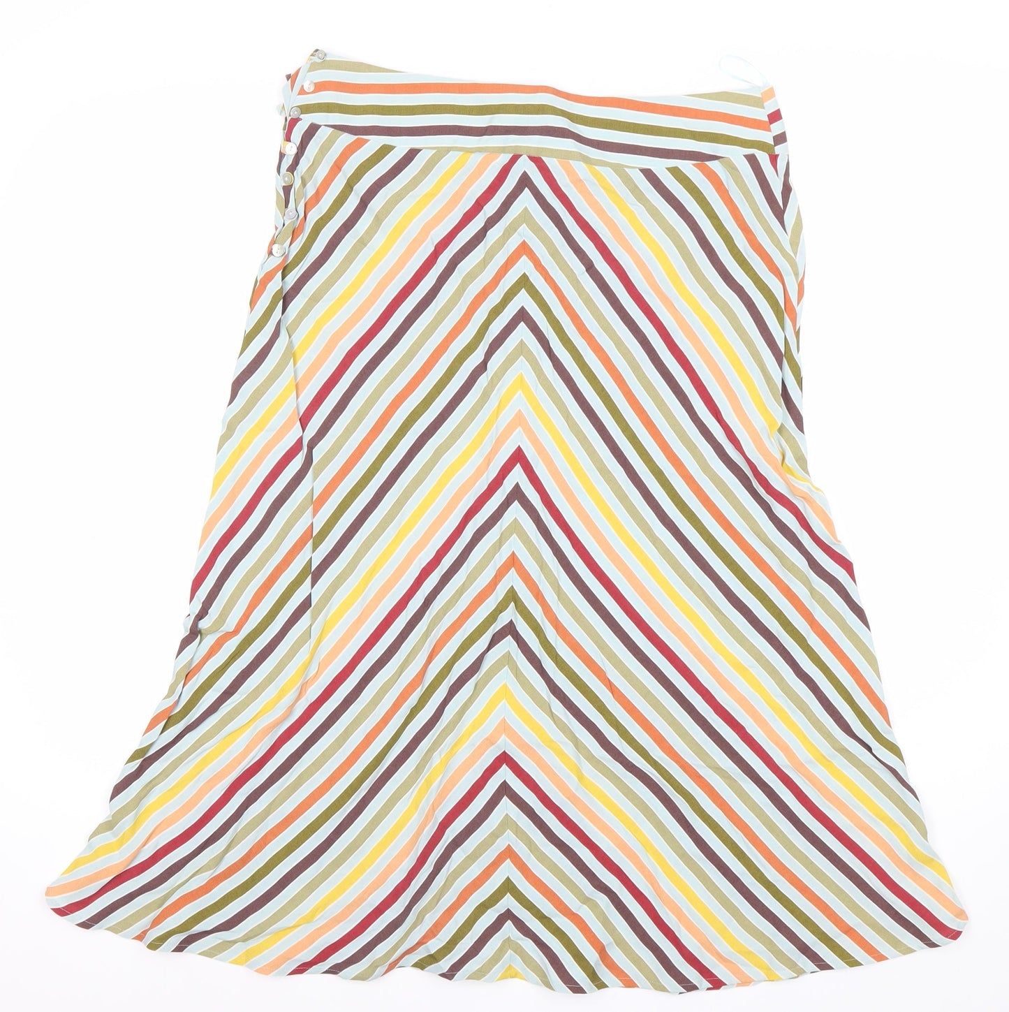 Marks and Spencer Womens Multicoloured Striped Midi A-Line Skirt Size 12