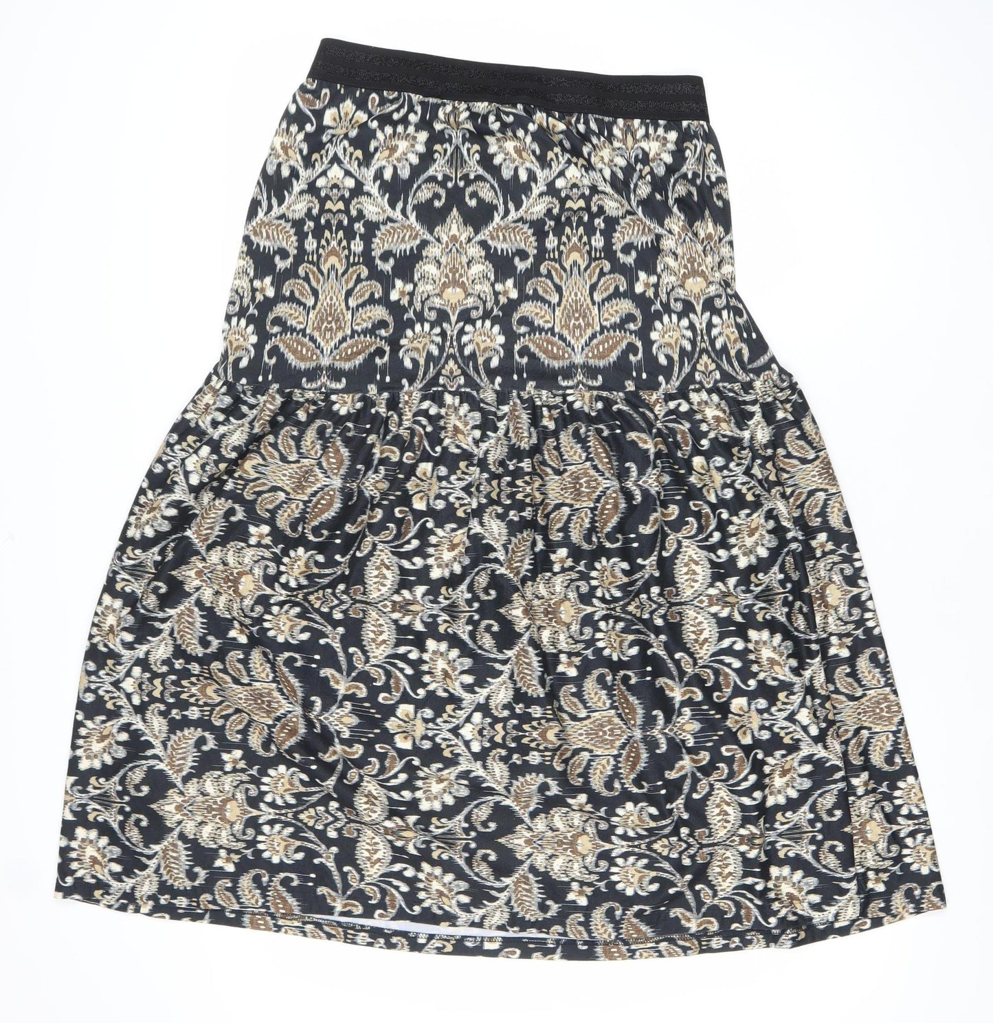 Luxzuz Women’s Black Gold Knee Length Stretch Skirt One Size