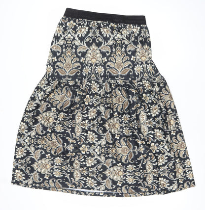 Luxzuz Women’s Black Gold Knee Length Stretch Skirt One Size