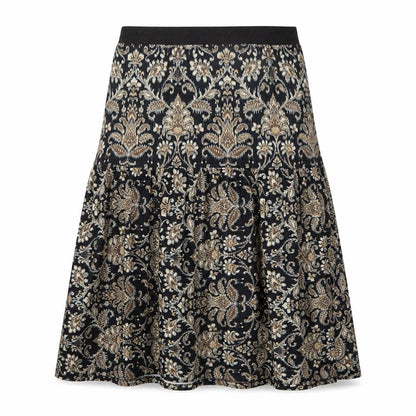 Luxzuz Women’s Black Gold Knee Length Stretch Skirt One Size