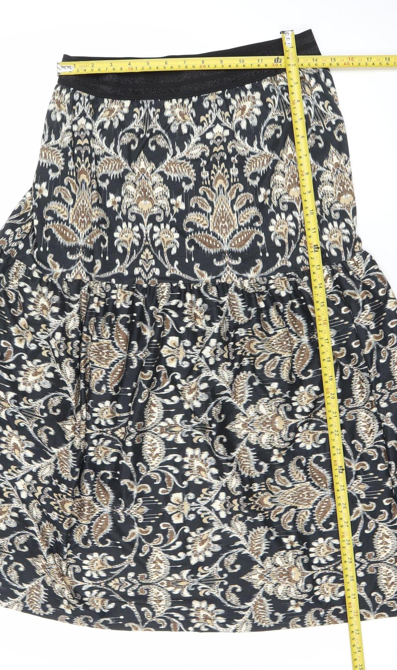 Luxzuz Women’s Black Gold Knee Length Stretch Skirt One Size