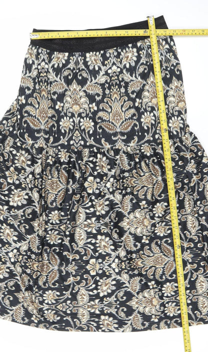 Luxzuz Women’s Black Gold Knee Length Stretch Skirt One Size