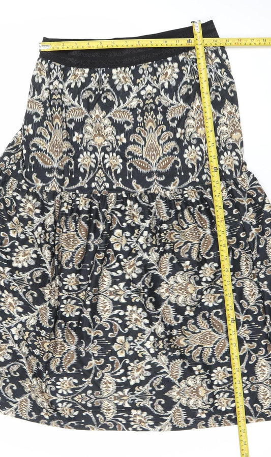 Luxzuz Women’s Black Gold Knee Length Stretch Skirt One Size