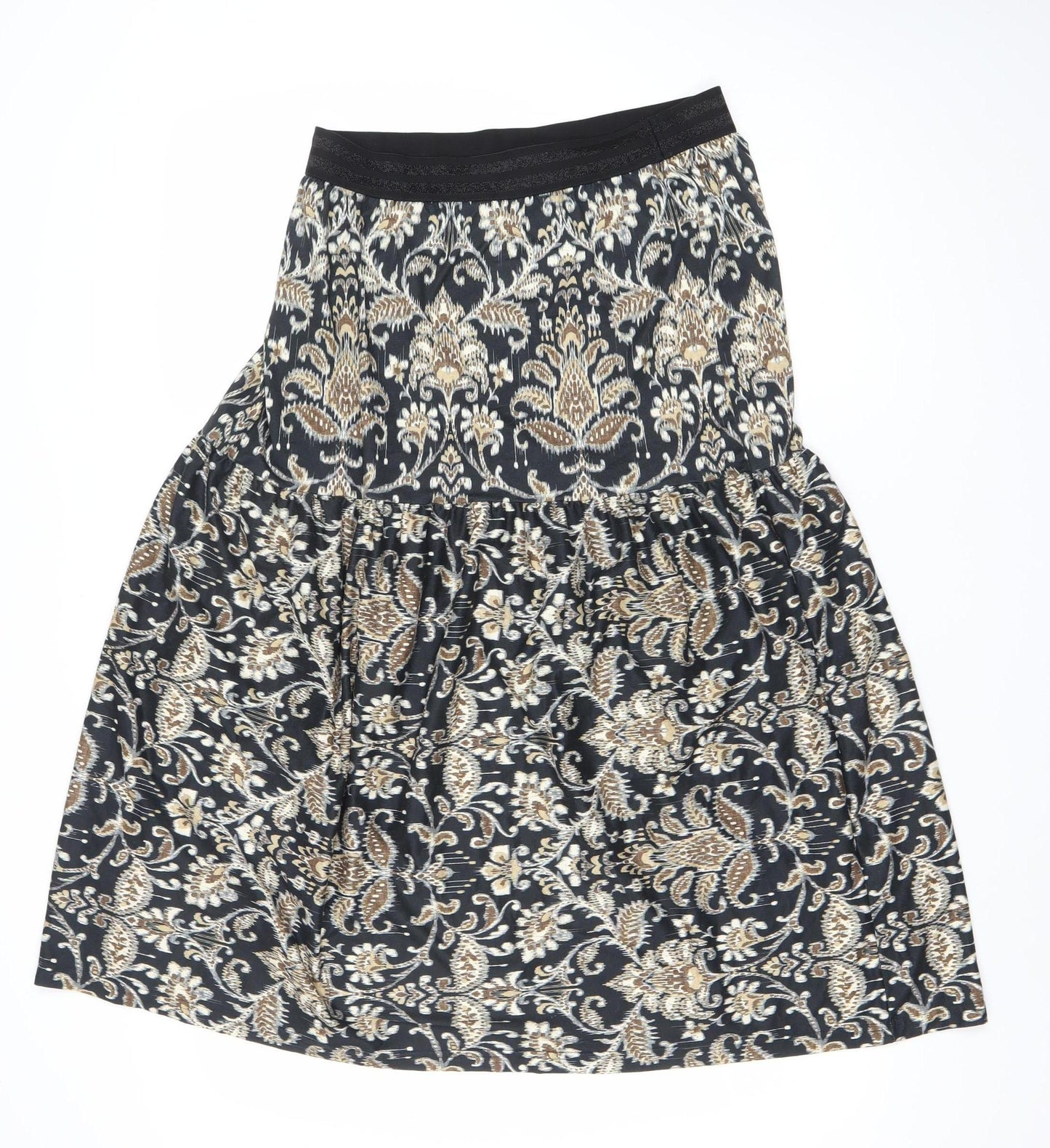 Luxzuz Women’s Black Gold Knee Length Stretch Skirt One Size