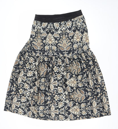 Luxzuz Women’s Black Gold Knee Length Stretch Skirt One Size