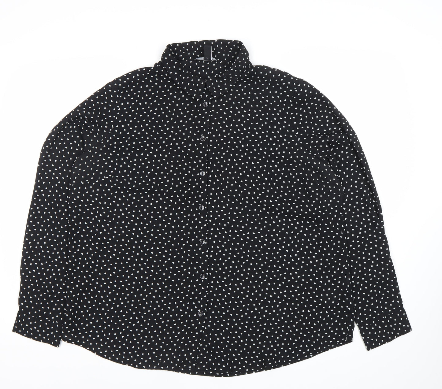 Womens UK Size 16 New Look Black Basic Button-Up