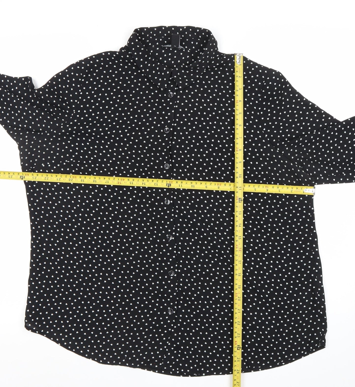Womens UK Size 16 New Look Black Basic Button-Up