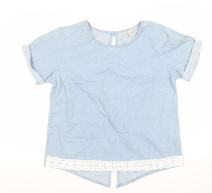 Womens UK Size 14 Peacocks Blue Tunic Blouse
